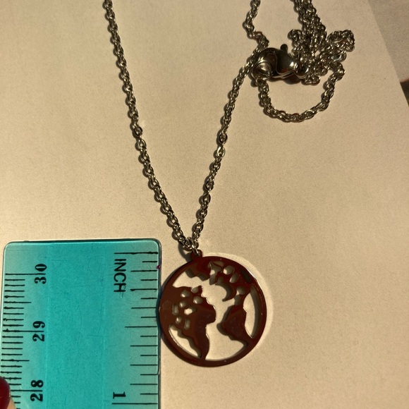 Stainless Steel Earth Earth World Circle Necklace - Picture 3 of 3